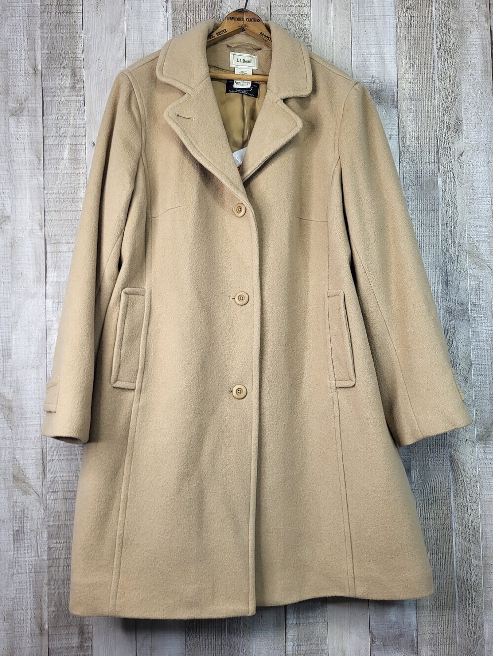 L.L. Bean Bellandi Lambswool Polo Coat. Warm Wool. Camel Color. Size 1X Jacket